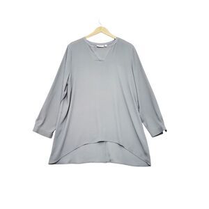 Susan Graver Women's Tunic Plus Sz 16 Gray Flowy Career Work‎ Blouse Top